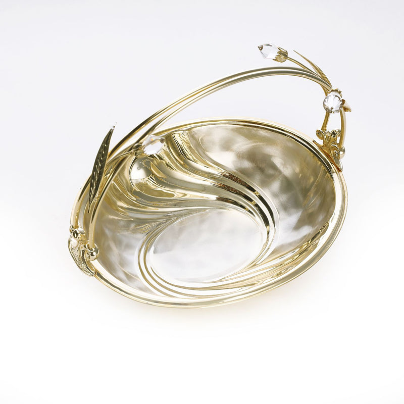 Gold plated oval basket with handle