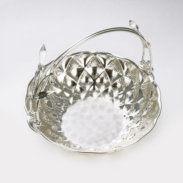 Silver plated basket with crystal handle