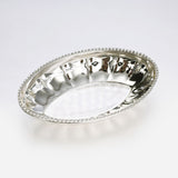 Silver plated oval bowl with swarovski beads