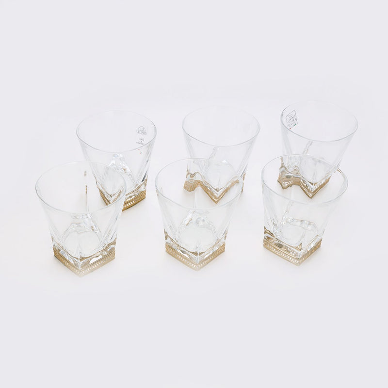 V shape whiskey glass with golden detail (set of 6)