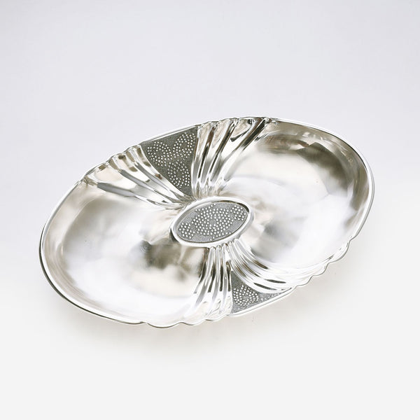 Silver plated oval tray with Swarovski strip (big)