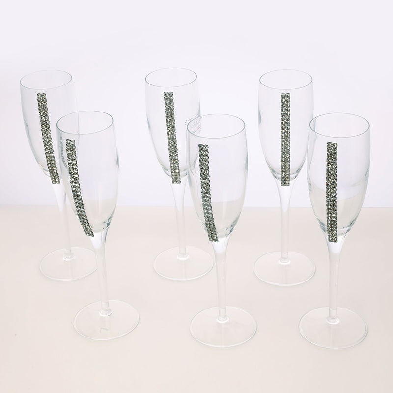 Champagne glasses with double swarovski strip