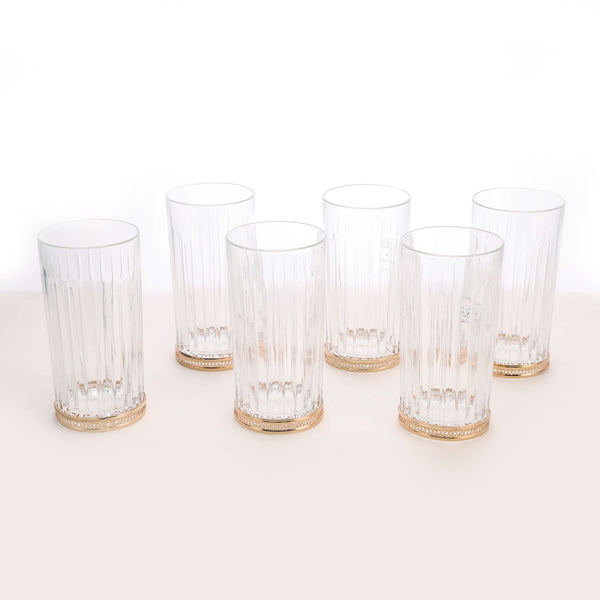 Rose gold detail tall glass (set of 6)