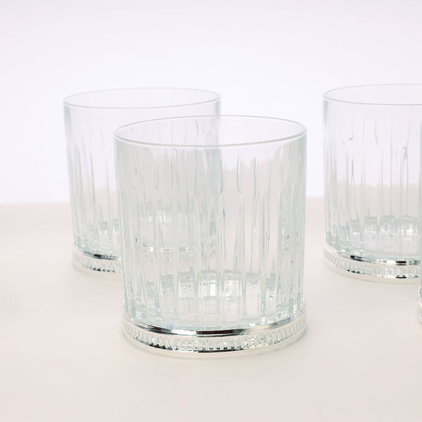 Round whiskey glass with silver detail (set of 6)