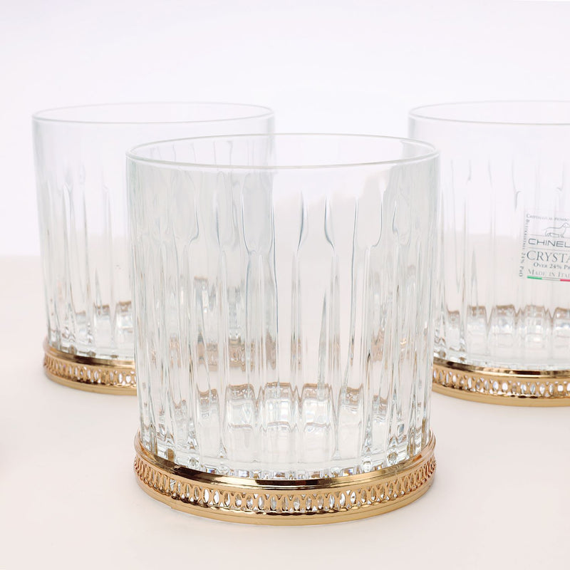 Round whiskey glass with rose gold detail (set of 6)