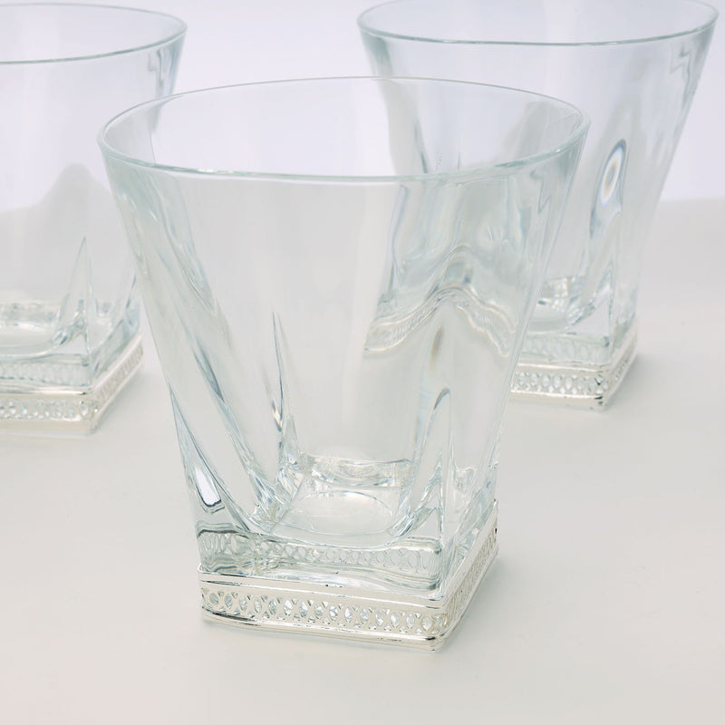 V Shape Whiskey Glass With Silver Detail