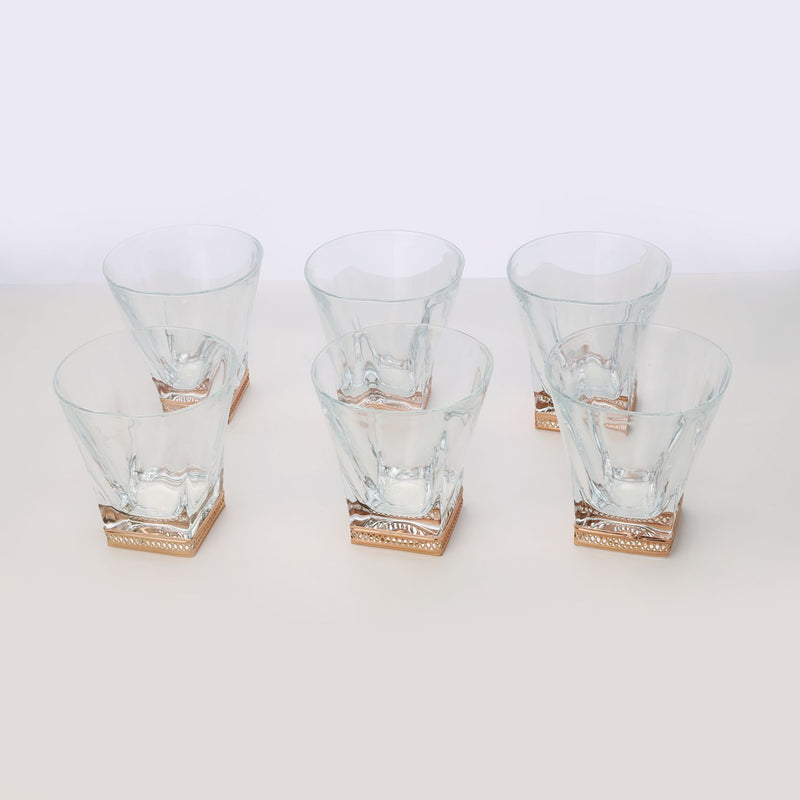 V shape whiskey glass with rose gold detail (set of 6)