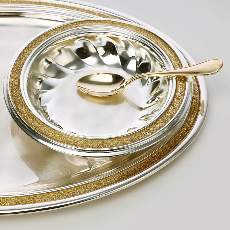 Golden Finish Nut bowl with tray and spoon