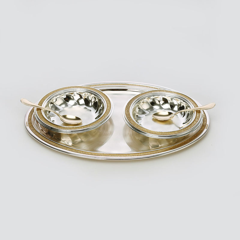 Golden Finish Nut bowl with tray and spoon