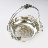 Silver plated basket with wine and grape detail