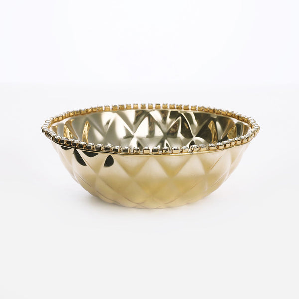 Gold plated bowl with beads