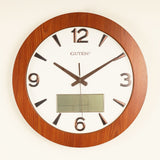 Round Teak Single LCD Watch