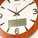 Round Teak Single LCD Watch