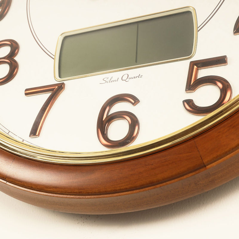 Round Teak Double LCD Watch