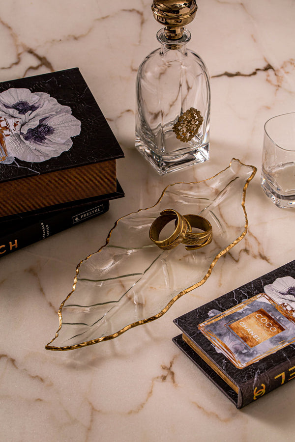 Gold & White Leaf Platter