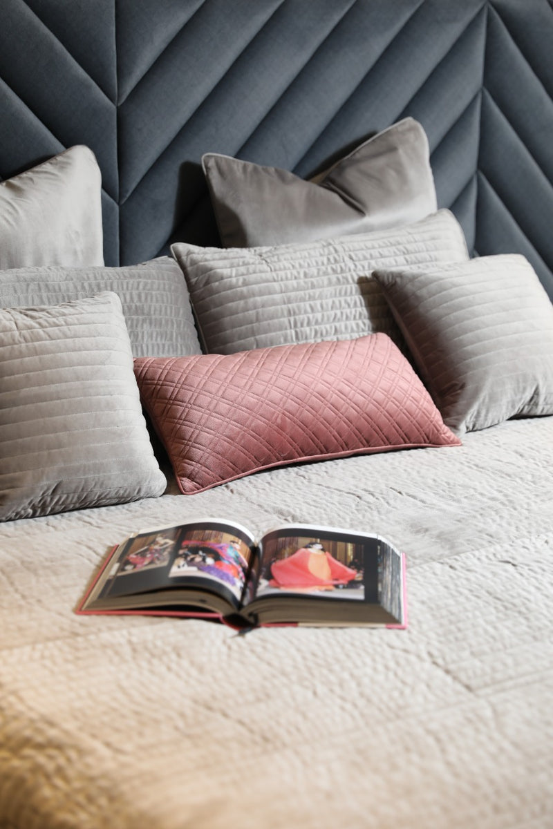 Luxe Grey Velvet Bedspread and Sham Set