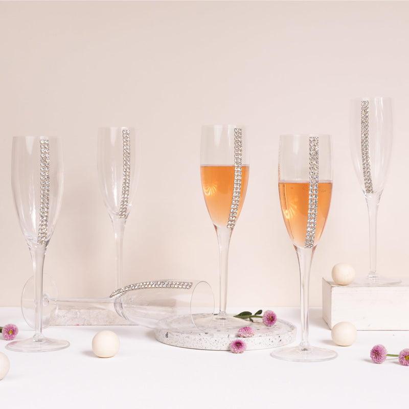 Champagne glasses with double swarovski strip