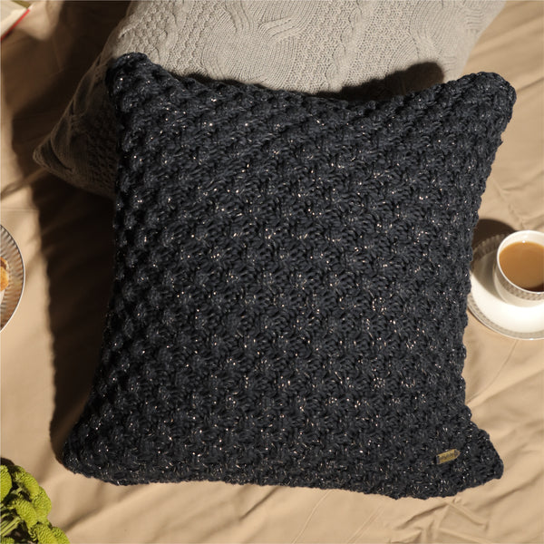 Popcorn Grey Cushion Cover - with Silver Thread