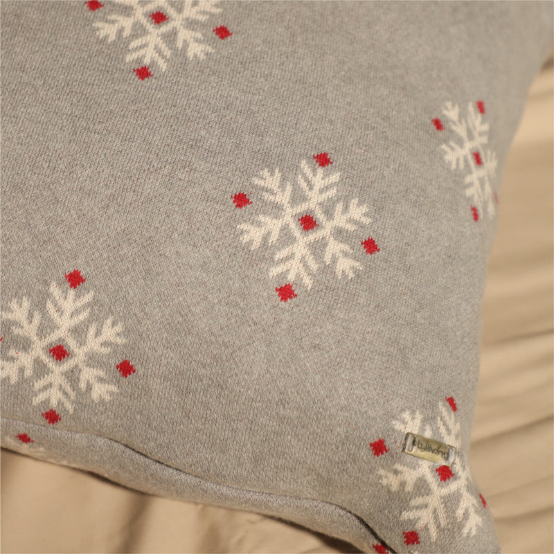 Grey Christmas Knitted Cushion Cover