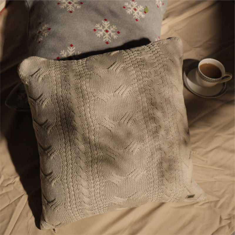 Grey Rope Knitted Cushion Cover