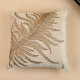 Embroidered Leaf Pattern Cushion Cover