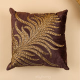 Embroidered Leaf Pattern Cushion Cover