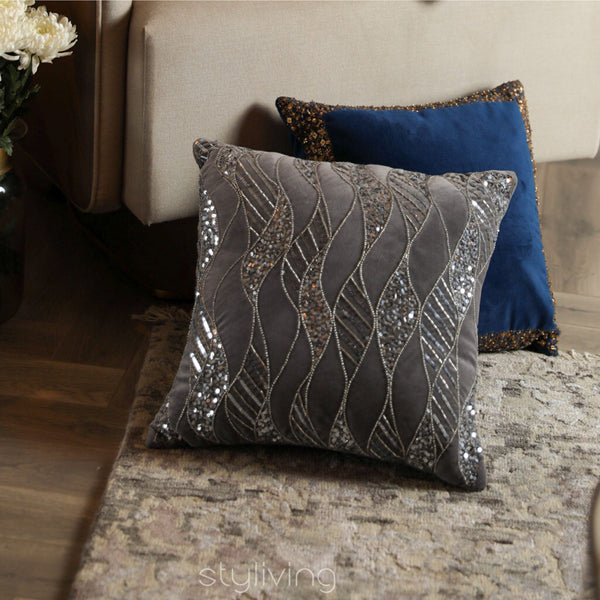 Embellished Waves Cushion Cover